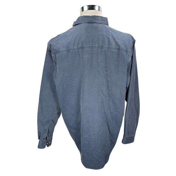 LL Bean Hurricane Shirt Mens Large Tall Blue Plaid Lined Long Sleeve Button-Up - Picture 5 of 10